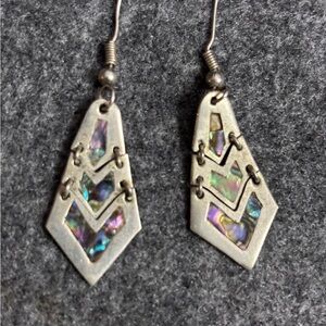 Articulated Alpaca Silver and Abalone Earrings